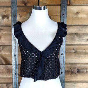 Free People Soulshine Eyelet Black Tank XS